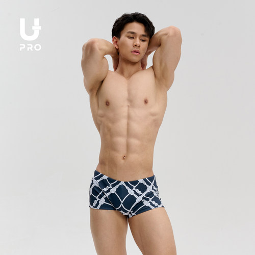 UPRO柚璞时尚男士平角泳裤绳缚印花沙滩泳衣