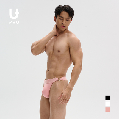 UPRO柚璞时尚爱心螺纹三角高开叉内裤粉色黑色白色男士内衣