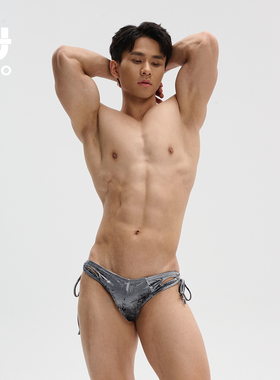 UPRO柚璞时尚金丝绒银灰色保暖舒适男士三角绑带内裤低腰设计