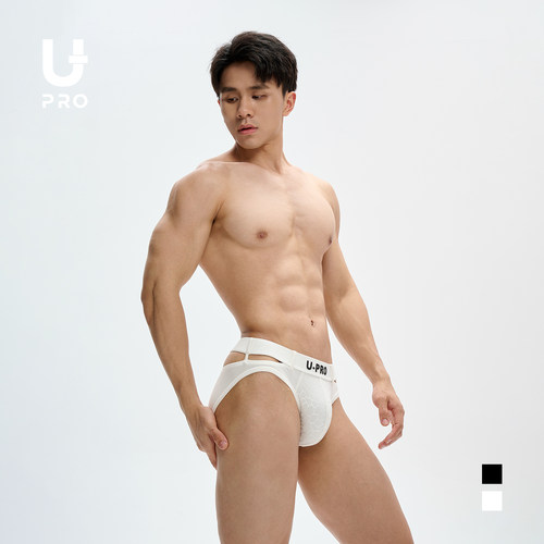 UPRO柚璞三角时尚性感黑白挖孔牛仔风个性男士内衣内裤