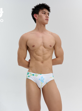 UPRO柚璞时尚山乌龟植物印花泳裤高弹男士三角泳衣