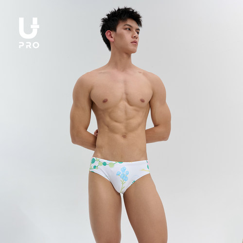 UPRO柚璞时尚山乌龟植物印花泳裤高弹男士三角泳衣