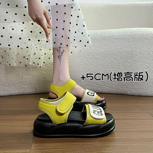 松糕底女凉鞋外穿时尚时装凉鞋魔术贴夏季罗马鞋后带厚底防滑拖鞋