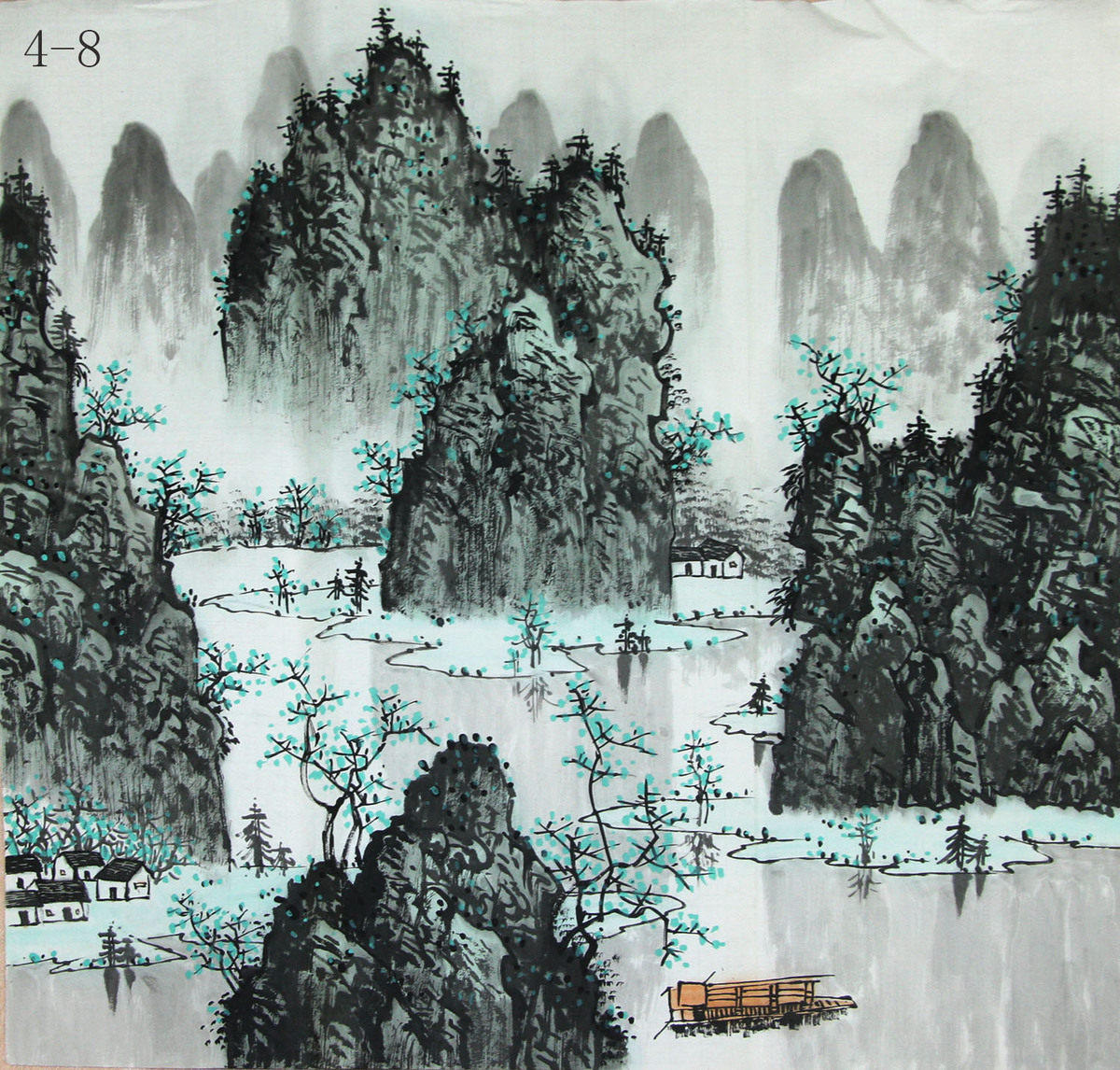 手绘漓江山水  手画真迹 字画国画 书画作品 画芯未装裱 四尺斗方