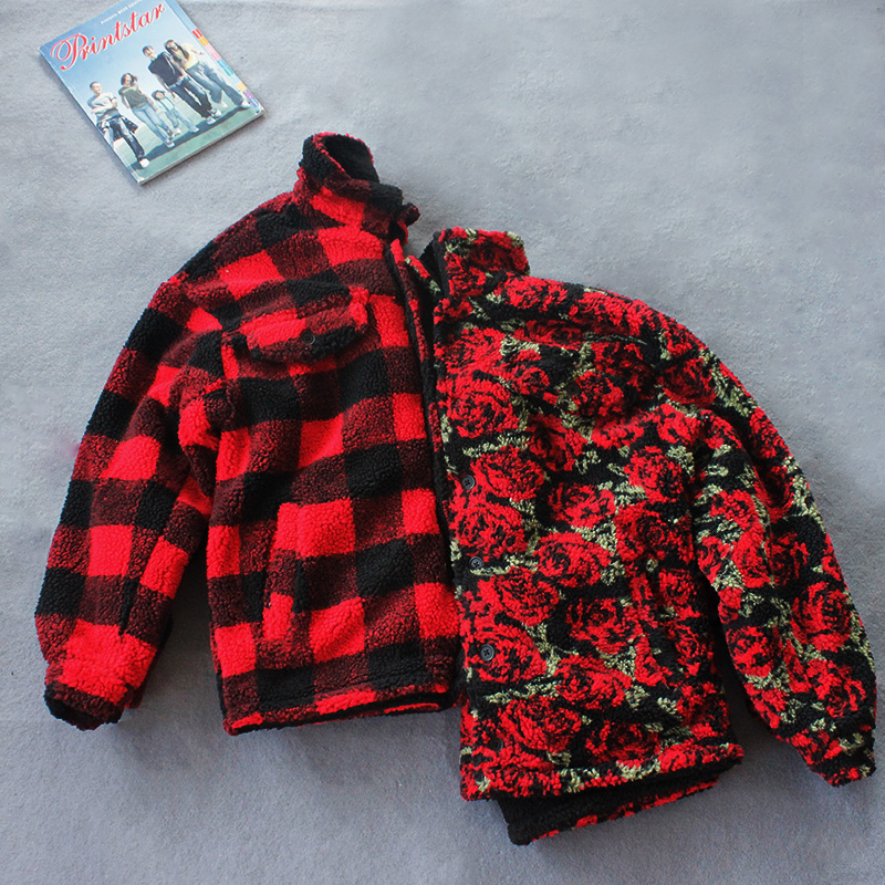 秋冬大码复古黑红格子外套男厚款