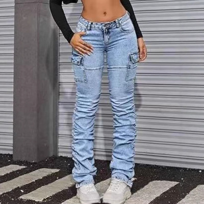 Y2K European style women's cargo pants with multiple pockets