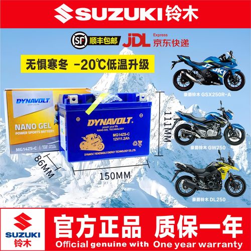 适用铃木骊驰GW250 DL250 GSX250R TR300 DL650 DL1000 UY125电瓶
