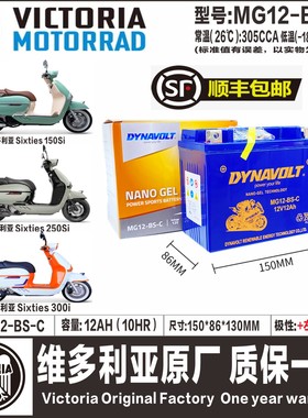 维多利亚Sixties150Si/250Si/300i维多利亚150 250 300电瓶电池
