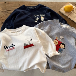 男童长袖T恤卡通印花纯棉A类宝宝打底衫薄款2026春季新款童装内搭
