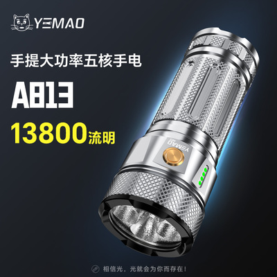 夜猫A813镜面抛光手提大功率手电