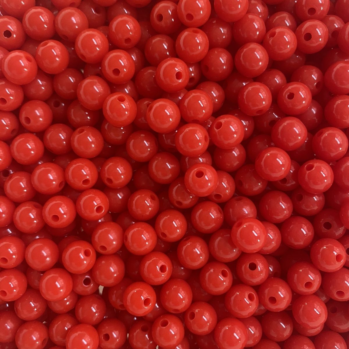 10mmDIY红色北美冬青发财果(朱砂红 塑料亚克力)不掉色圆孔珠