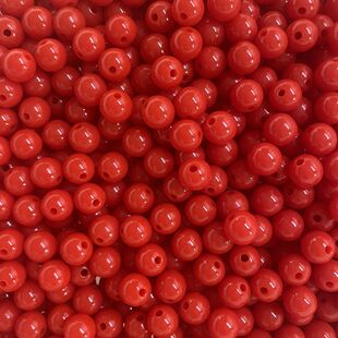 10mmDIY红色北美冬青发财果(朱砂红 塑料亚克力)不掉色圆孔珠