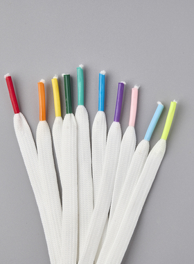 彩色鞋带头鞋带红橙黄绿青蓝紫粉浅蓝荧光黄扁平涤纶6ｍｍ略窄绳