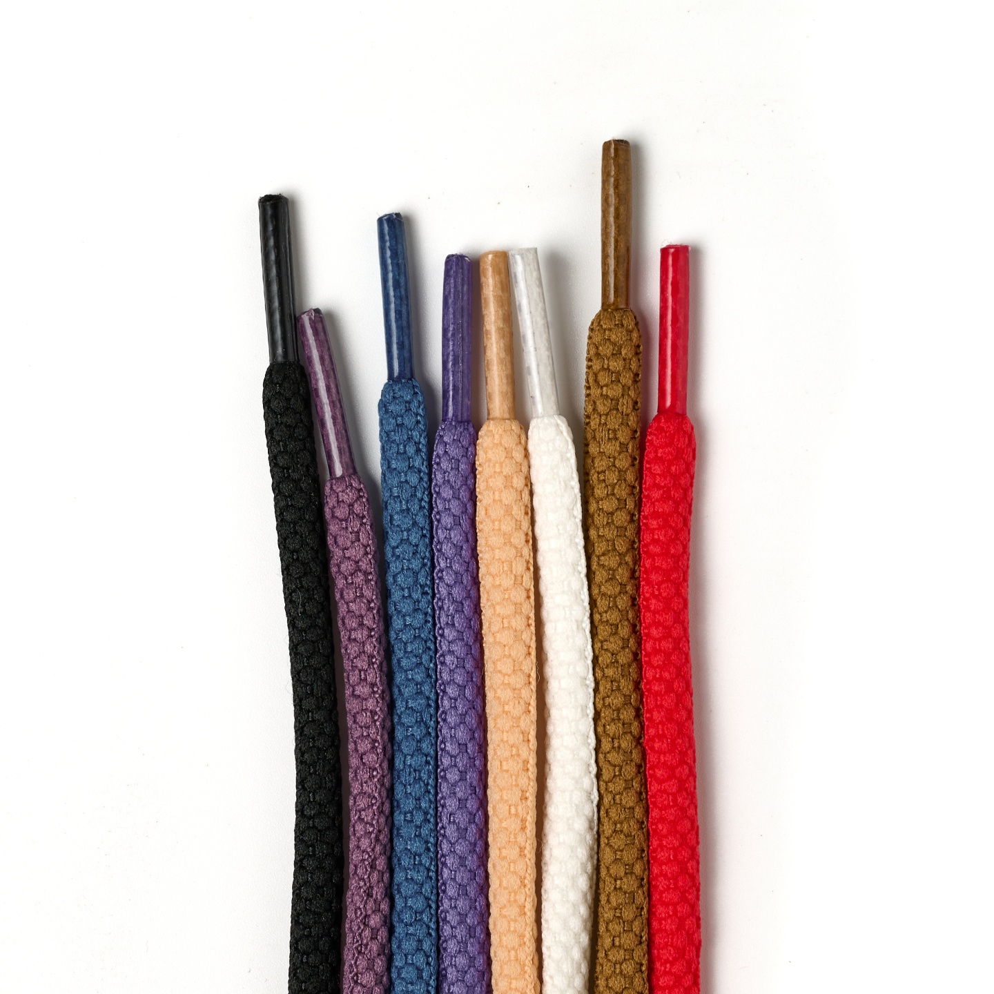 粗纹半圆鞋带黑白米桔蓝紫色