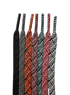 7mm扁平双层紧密波浪纹黑白蓝粉红桔灰色高品质运动休闲篮球鞋带