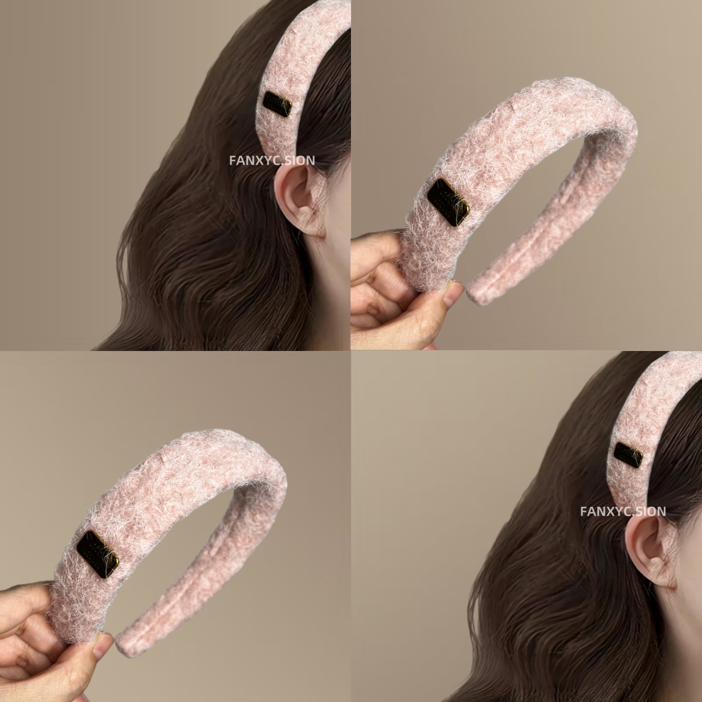 椰壳棕~毛线字母发箍女秋冬字母慵懒风头箍名媛风高级感旅行发饰