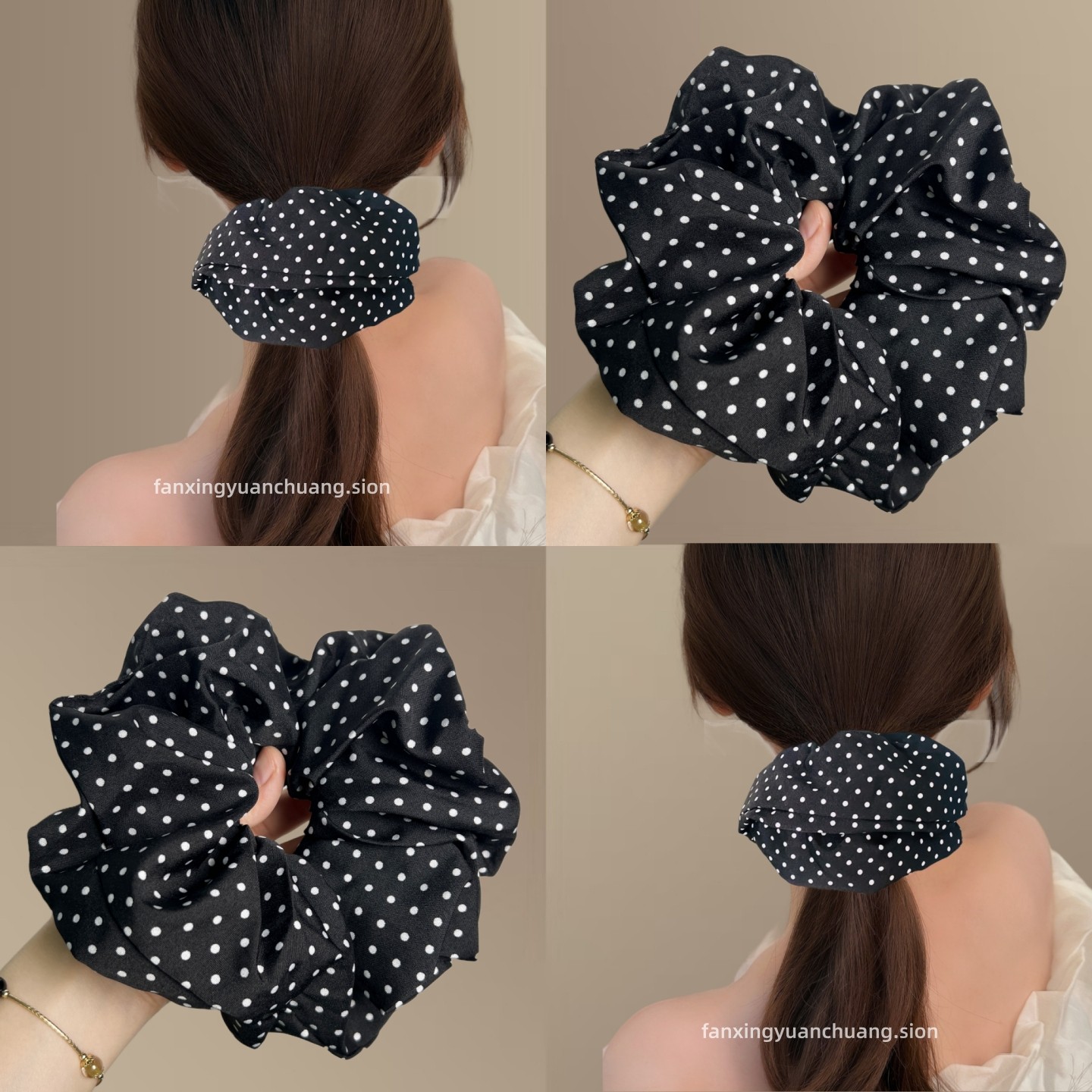 【波尔卡】韩版高级感波点大肠发圈复古马尾发绳慵懒头绳旅行发卡,户外/登山/野营/旅行用品,旅行发卡,淘宝优惠券,粉丝福利购,淘宝优惠卷