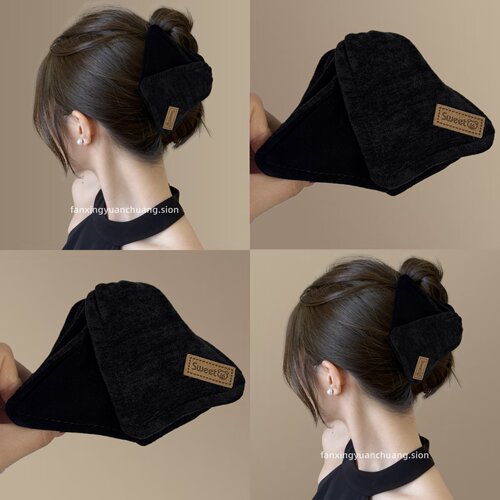 复古丝绒三角抓夹女高级感