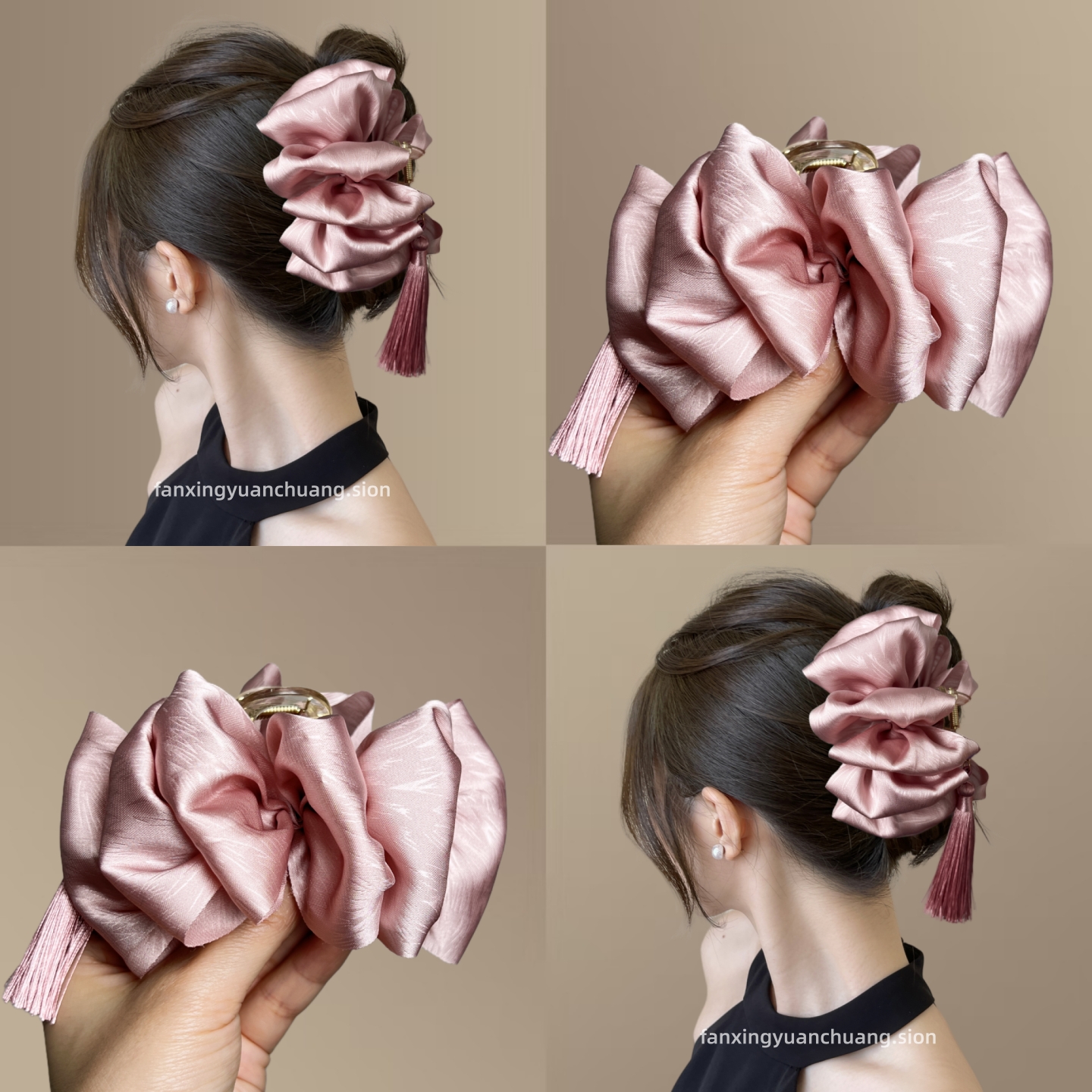 新中式水墨风泡抓夹麻花辫发夹