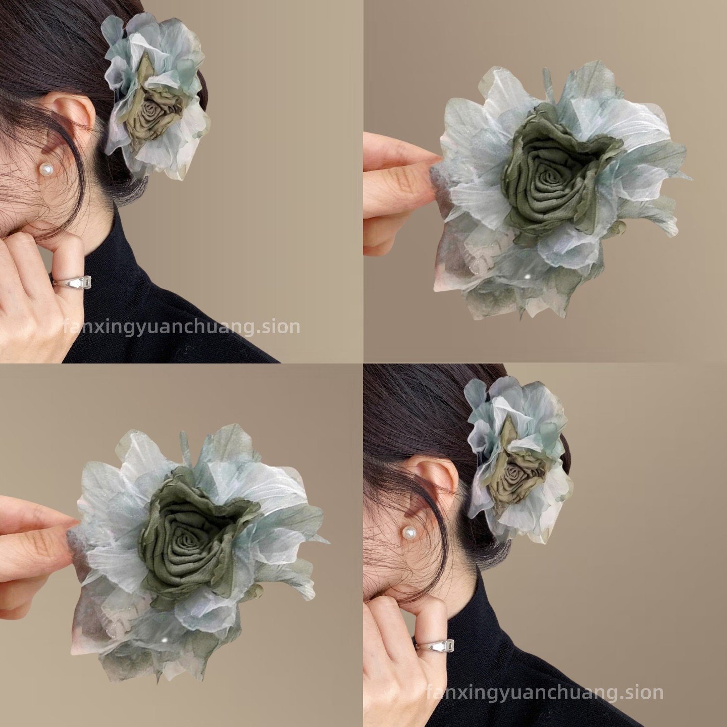 复古水墨花新中式国风花朵发抓夹女氛围感头花发夹2025新款鲨鱼夹,饰品/流行首饰/时尚饰品新,发饰,淘宝优惠券,粉丝福利购,淘宝优惠卷