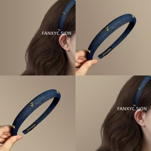 绸缎墨色 高级感发饰气质简约发卡头箍女夏 墨绿海绵高颅顶发箍