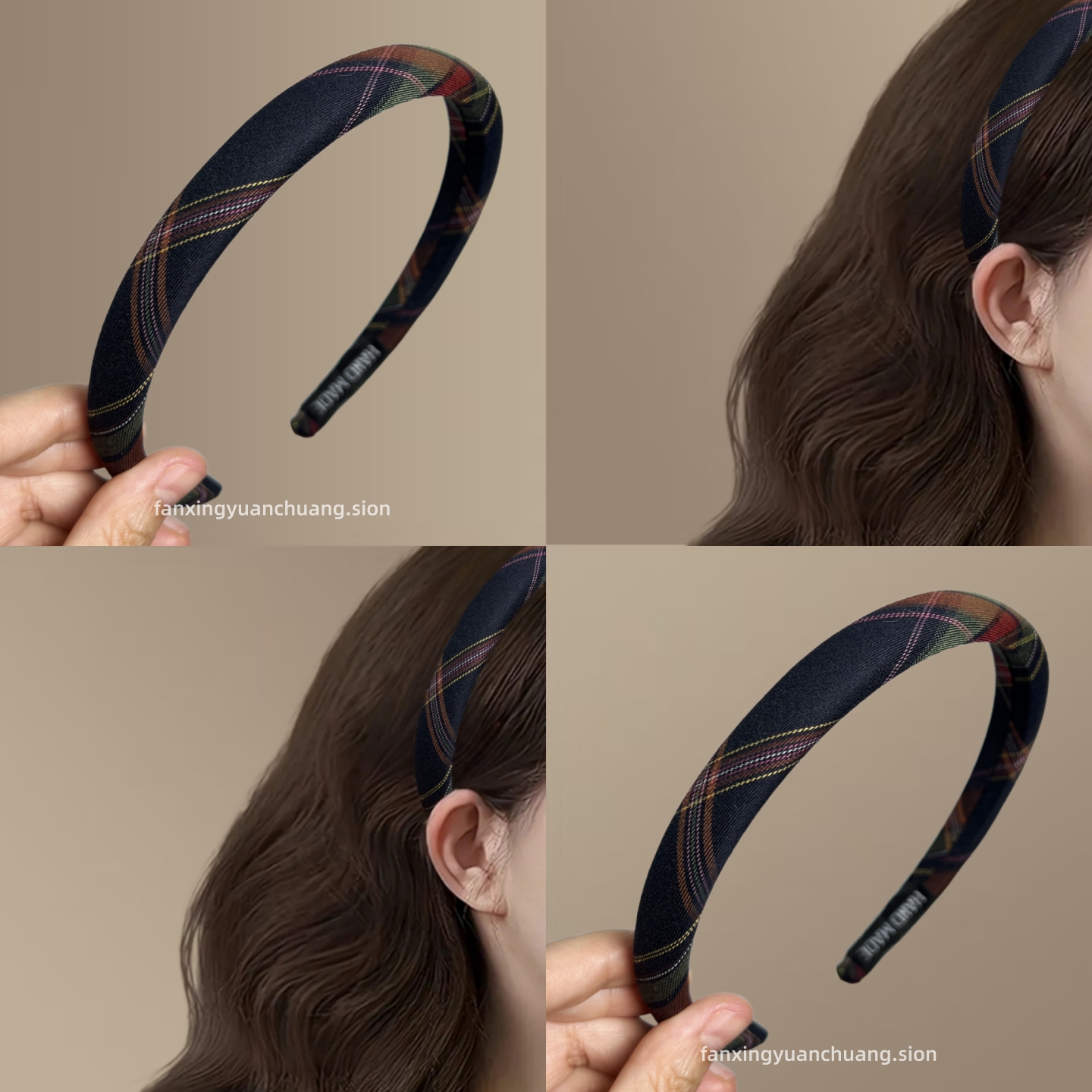 英伦风格子发箍韩国复古气质头箍