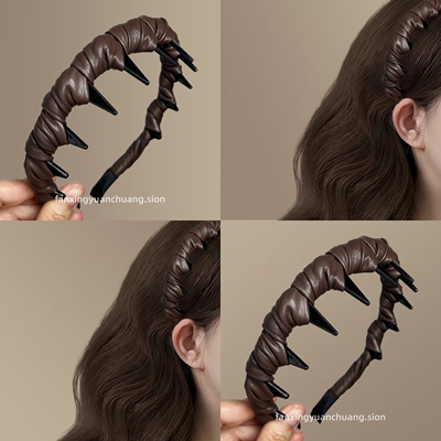 2025新款简约纯色头箍皮质发箍