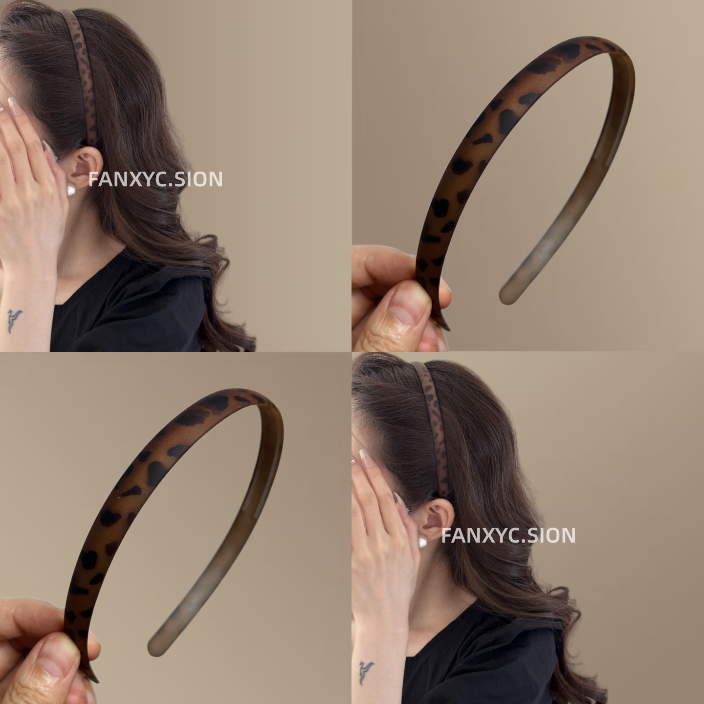 复古豹纹磨砂发箍防滑高颅顶头箍