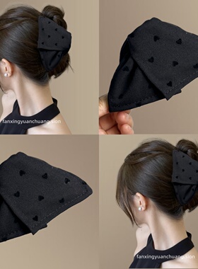 【首尔暮色】爱心布艺三角抓夹时尚大号鲨鱼夹后脑勺抓夹旅行发卡