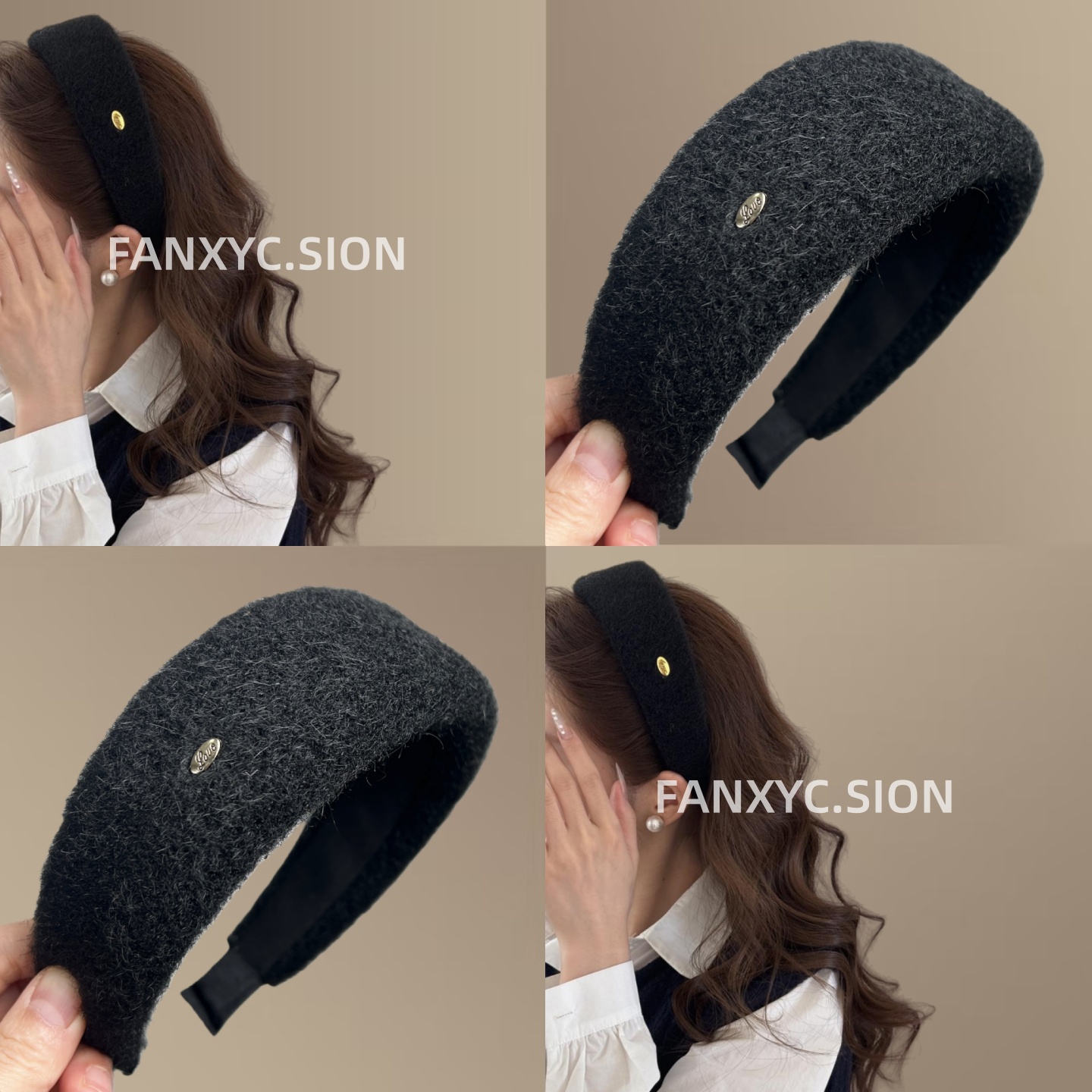 日常外戴毛呢金标发箍女新款