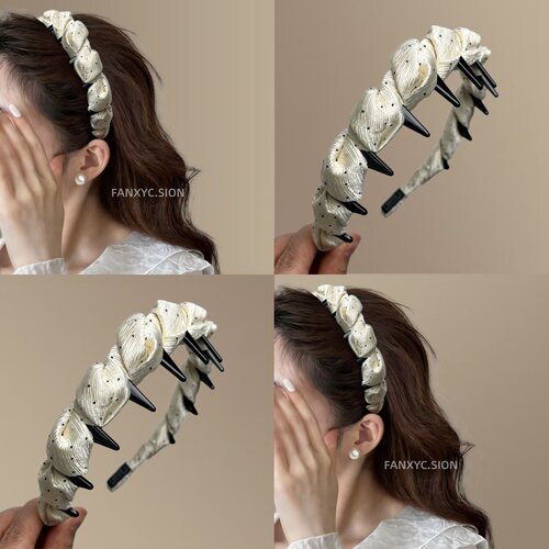 韩系温柔波点缠绕齿梳发箍女头箍