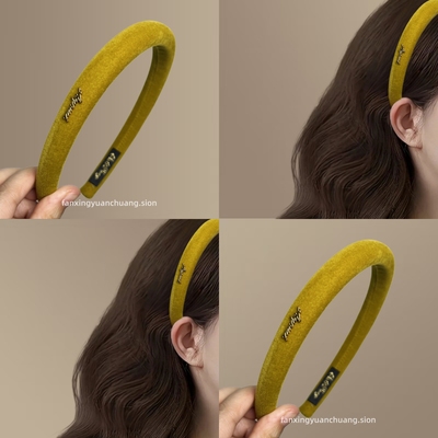 韩版简约金属字母标丝绒发箍