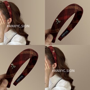 【萤火音梦】新年红时尚高颅顶发箍高级感洋气头箍日常旅行发卡