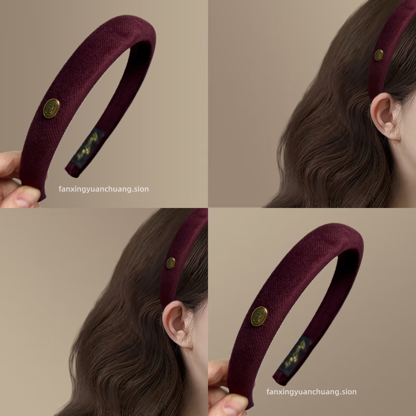 复古简约斜纹金属标海棉细发箍