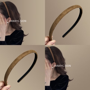 森系简约显白彩色发箍秋冬百搭植绒细头箍旅行发卡 秋日暖咖