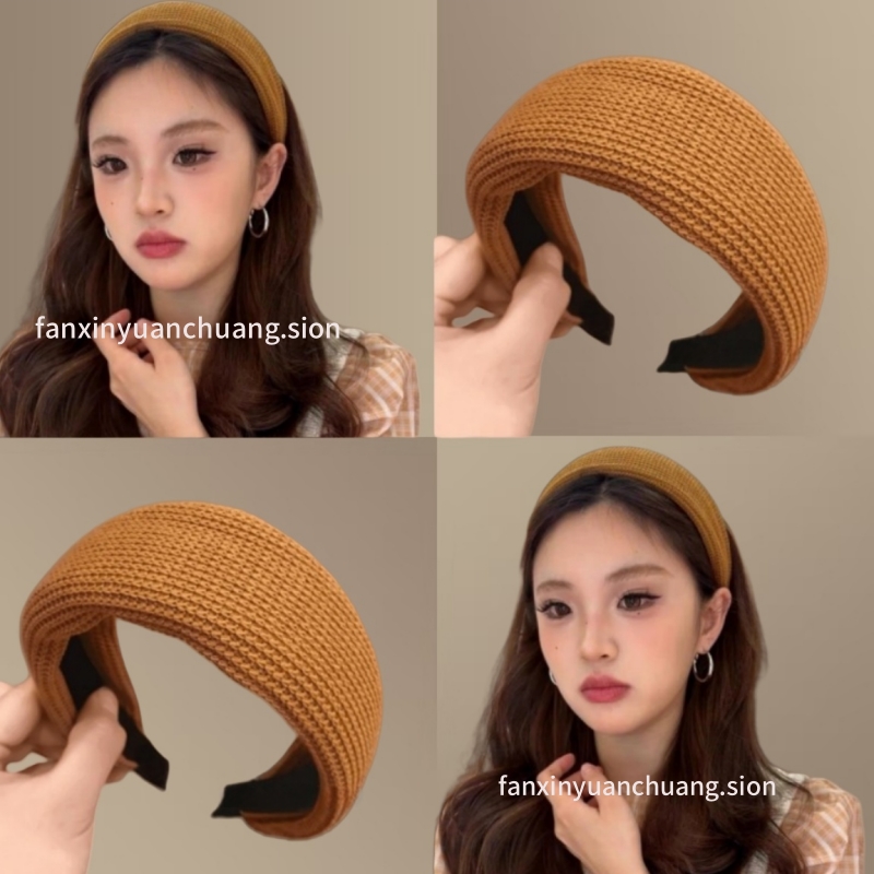 这个发箍颜值怎样~秋冬纯色针织毛线发箍女宽边头箍