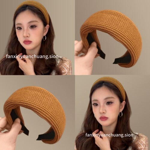 这个发箍颜值怎样~秋冬纯色针织毛线发箍女宽边头箍