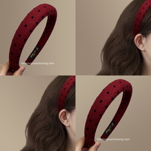 【新岁新禧】新年红波点爱心毛呢发箍百搭头箍时尚外戴旅行发卡