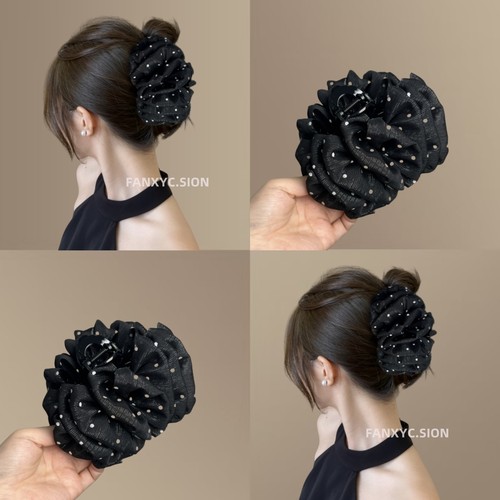 云朵大号泡泡袖显发量多发夹高级感鲨鱼夹后脑勺头饰蝴蝶结抓夹女