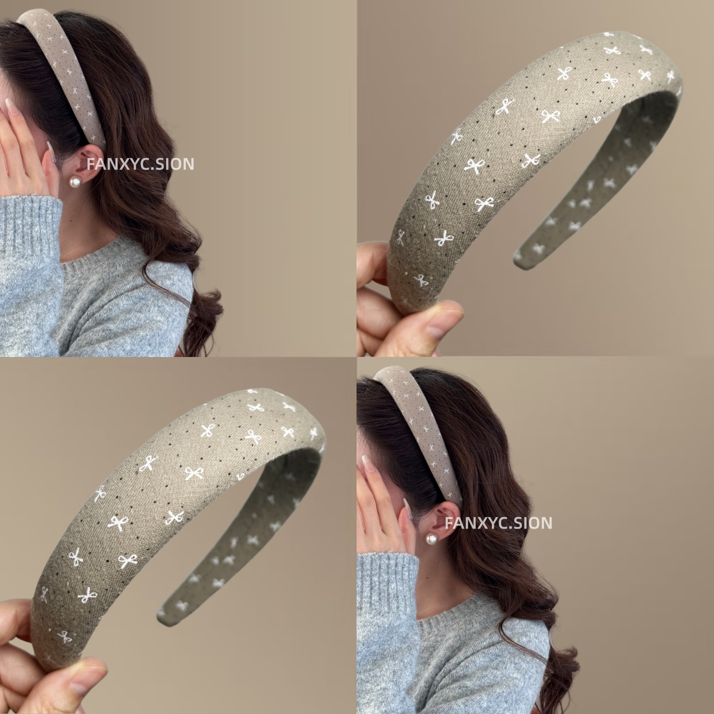 简约复古慵懒波点宽边海绵发箍