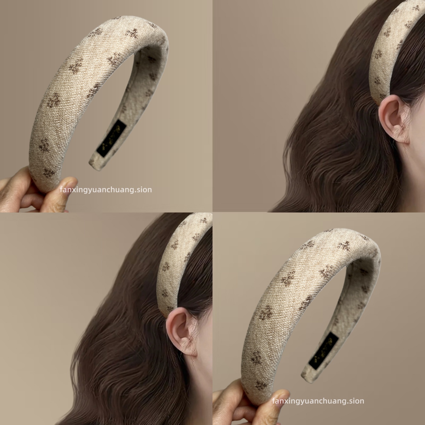 复古时尚小碎花针织海绵发箍