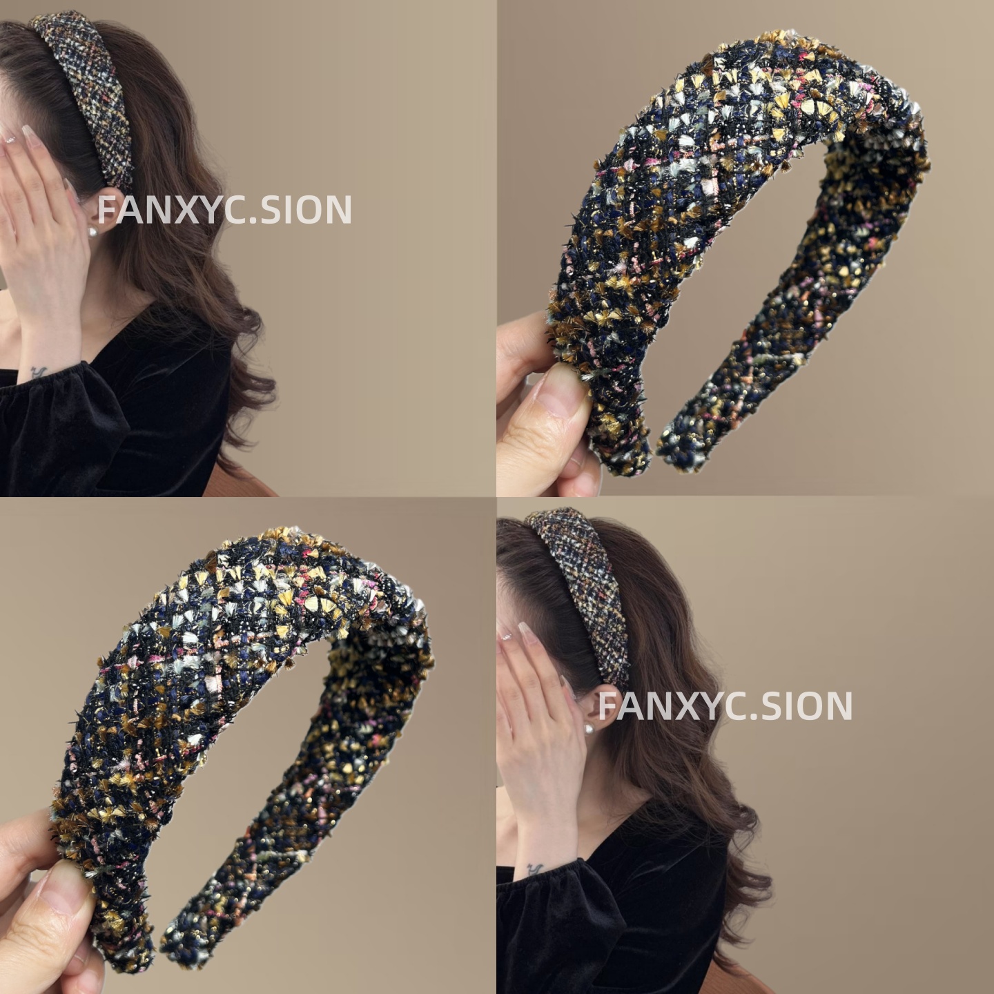 韩版彩色毛线针织海绵发箍秋冬