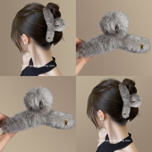 冬季爱心毛抓夹女慵懒风高