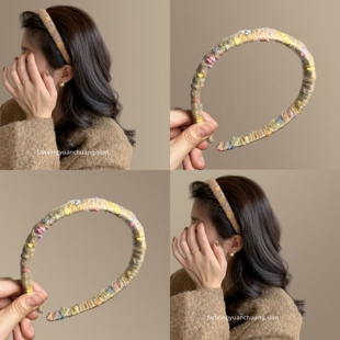 韩国彩色ins小糖豆毛线发箍女森系仙美毛茸茸洗脸发卡头箍秋冬潮