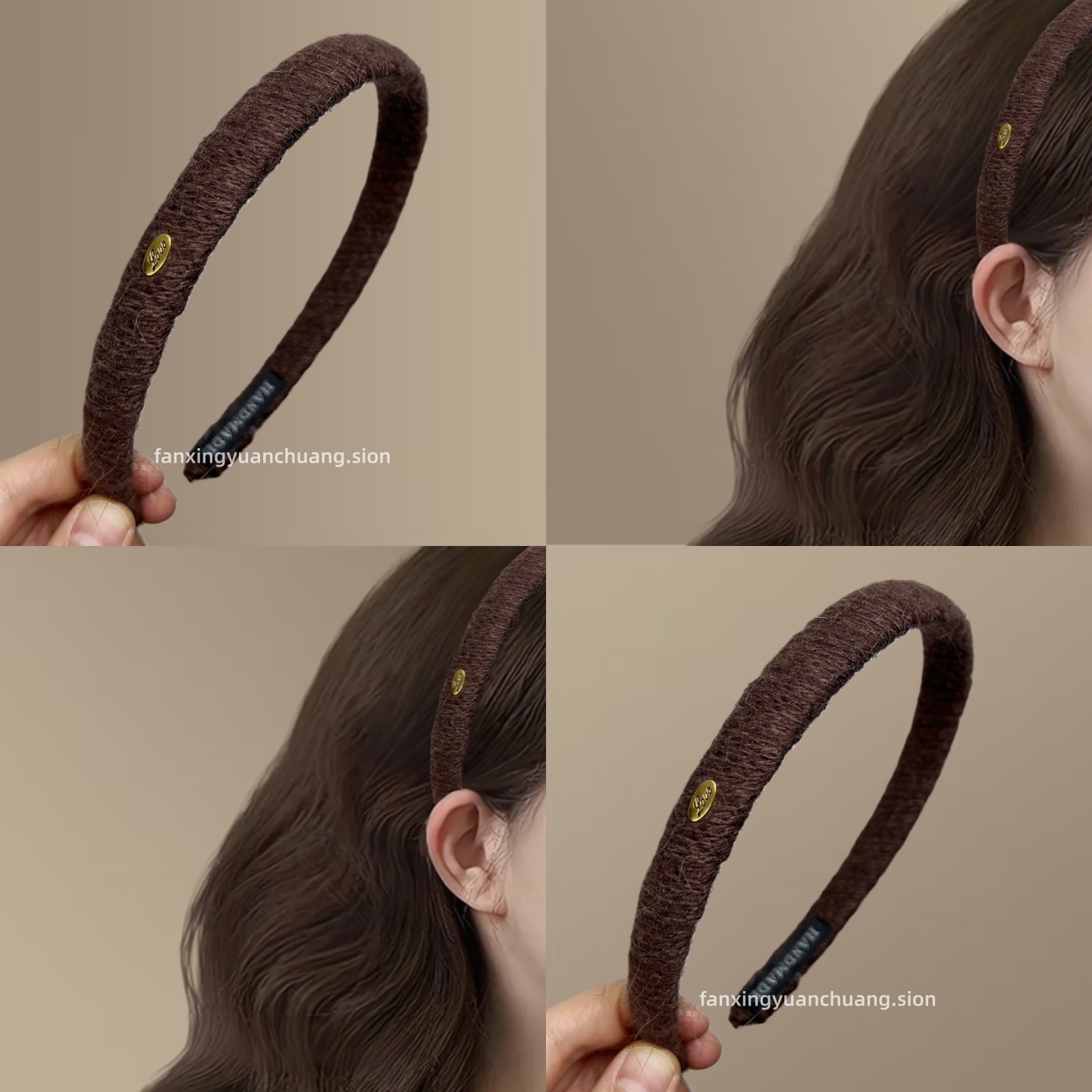 毛线缠绕头箍金标字母洗脸