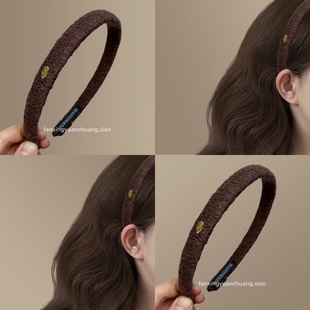毛线缠绕头箍金标字母高颅顶细发箍外出百搭旅行发卡 挪威森屿