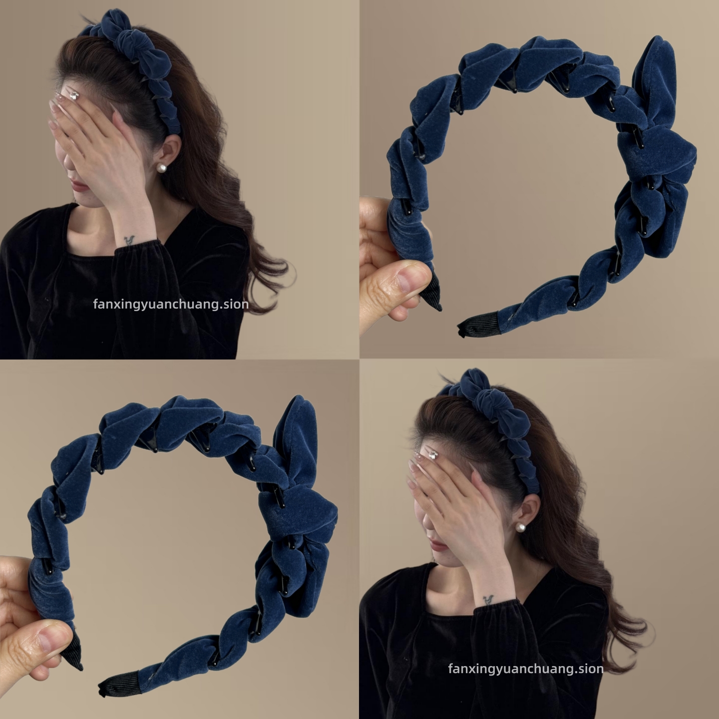 早秋气质丝绒蝴蝶结齿梳发箍