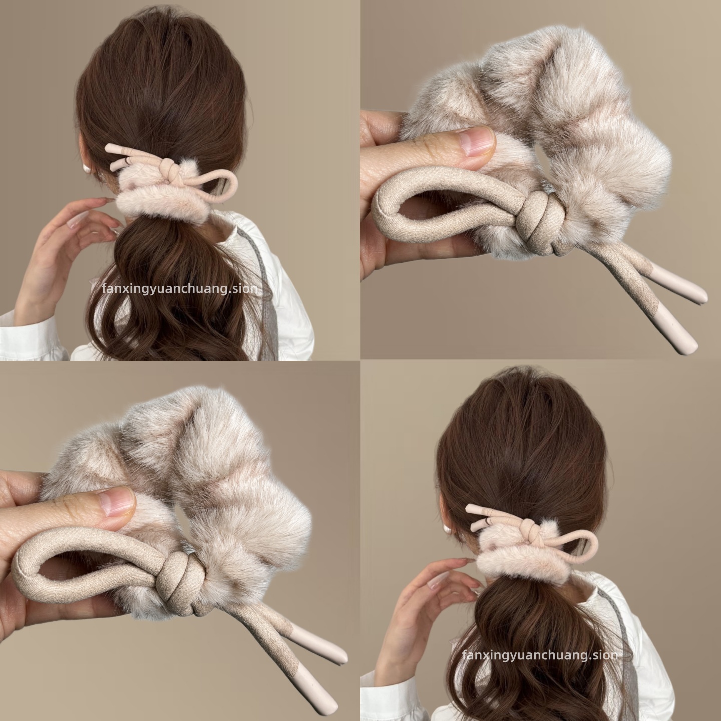 软萌温暖蝴蝶结毛绒大肠发圈耐用