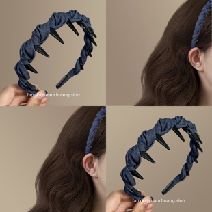 【时髦利器】复古牛仔蓝发箍高颅顶头箍时尚旅行发卡洗脸压发发饰
