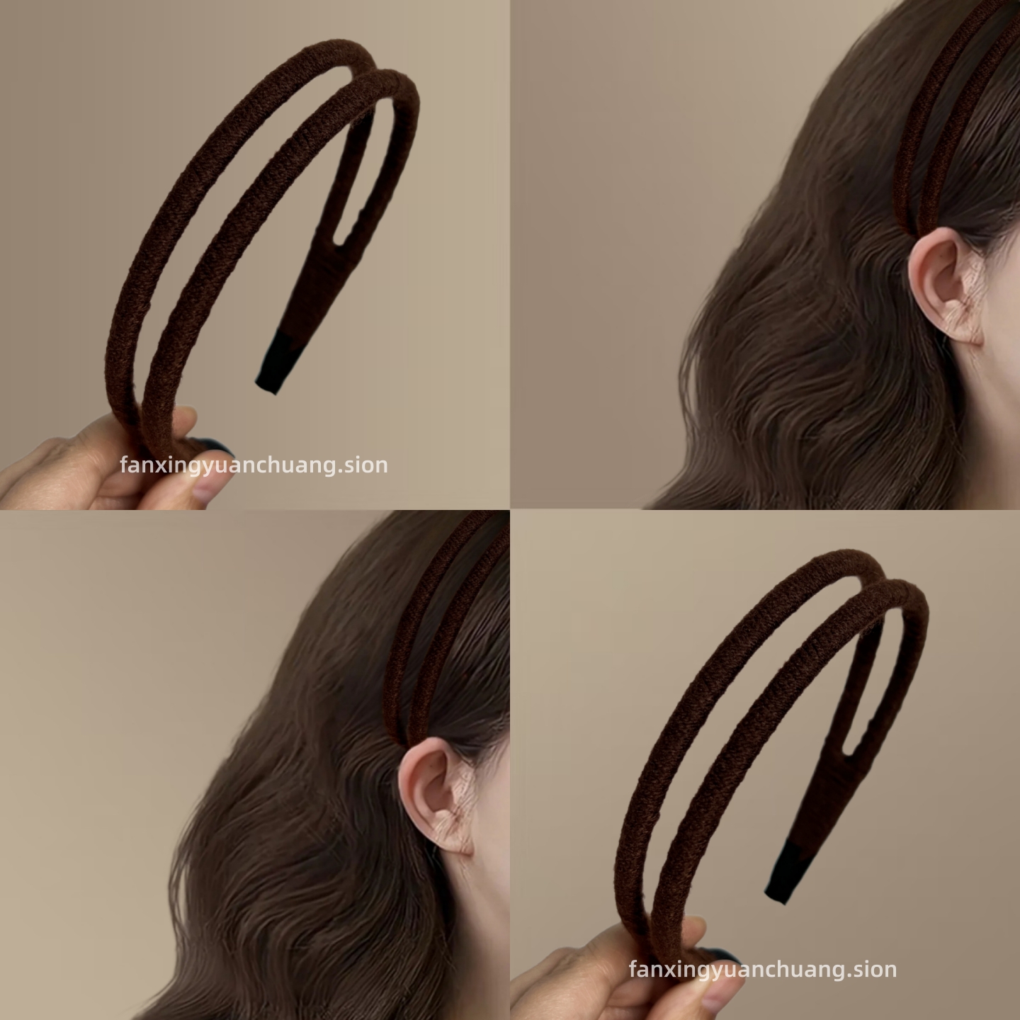 双股压发防塌更稳毛绒箍女